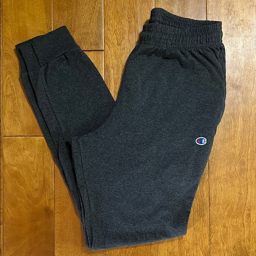 Champion Charcoal Grey Lightweight Sweatpants Tapered Ankles Size M Casual - Picture 1 of 10